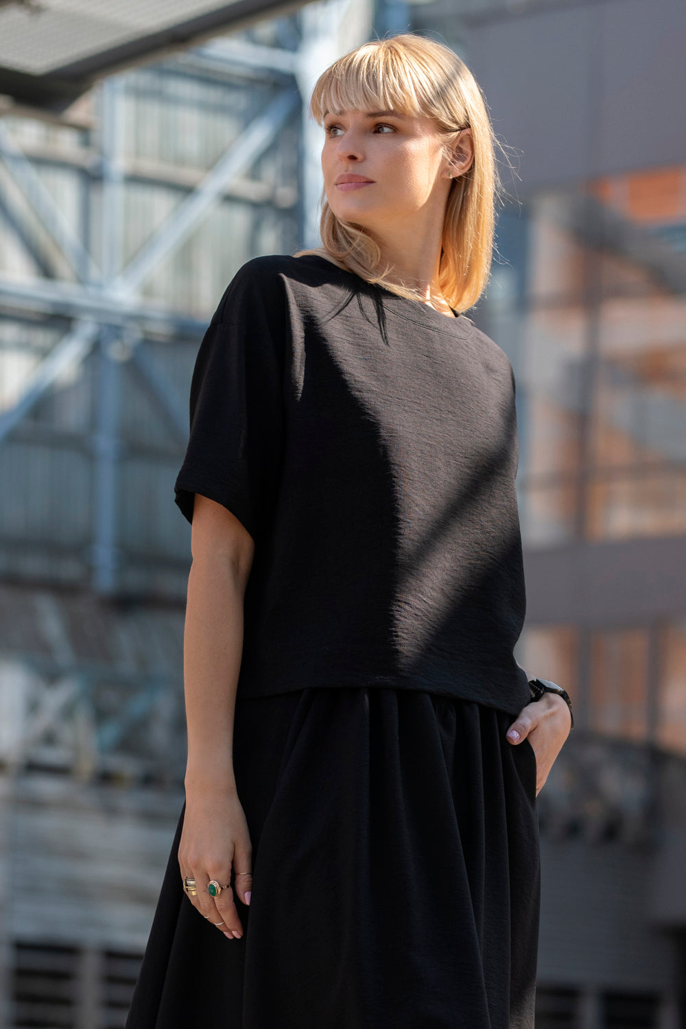 Echo t-shirt oversize – czarny