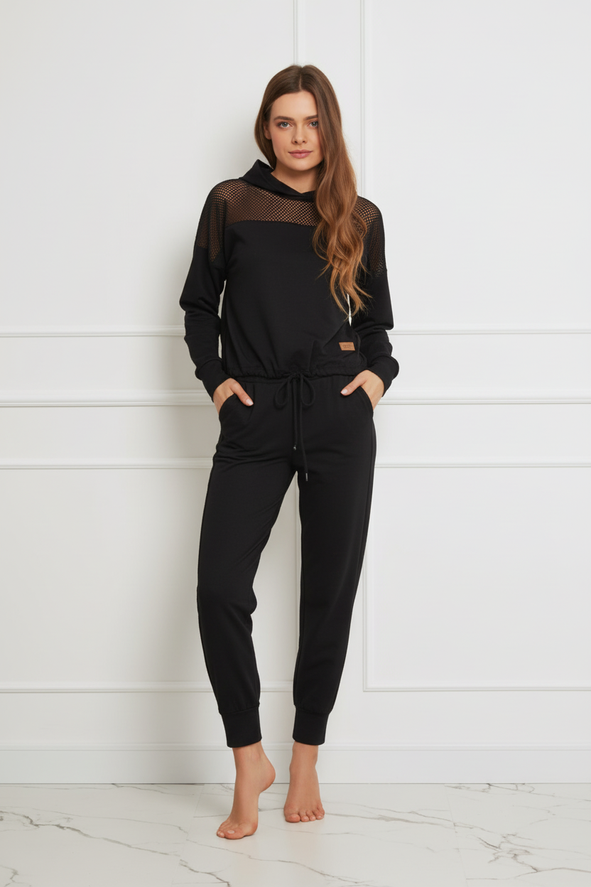 Loungewear lekka bluza z kapturem – czarna