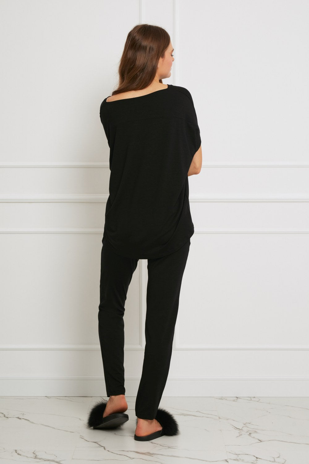 Loungewear spodnie z Tencelu z troczkami - czarne_5