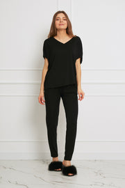 Loungewear top oversize z Tencelu - czarny