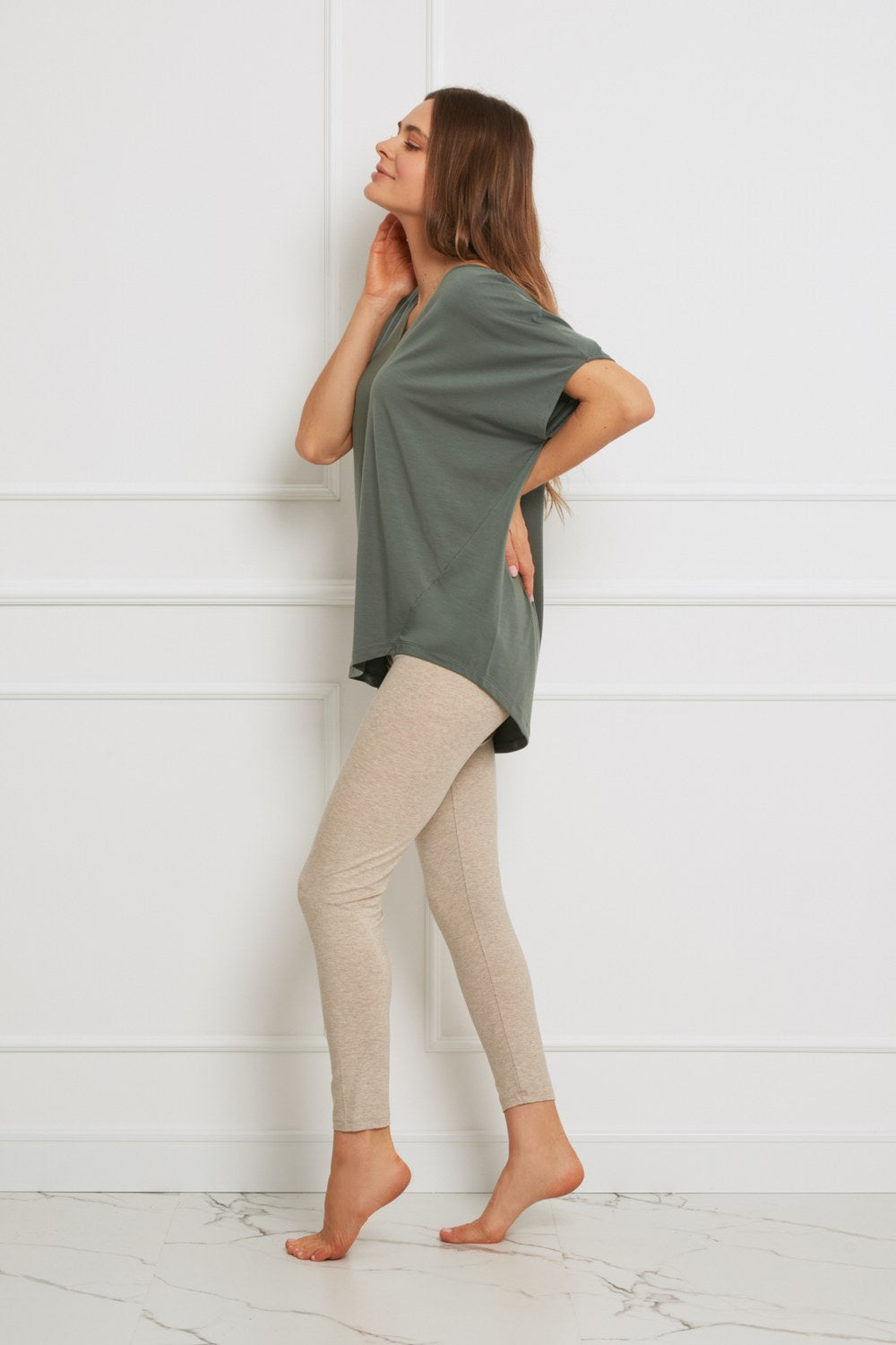 Loungewear top oversize z Tencelu - zielona agawa_4