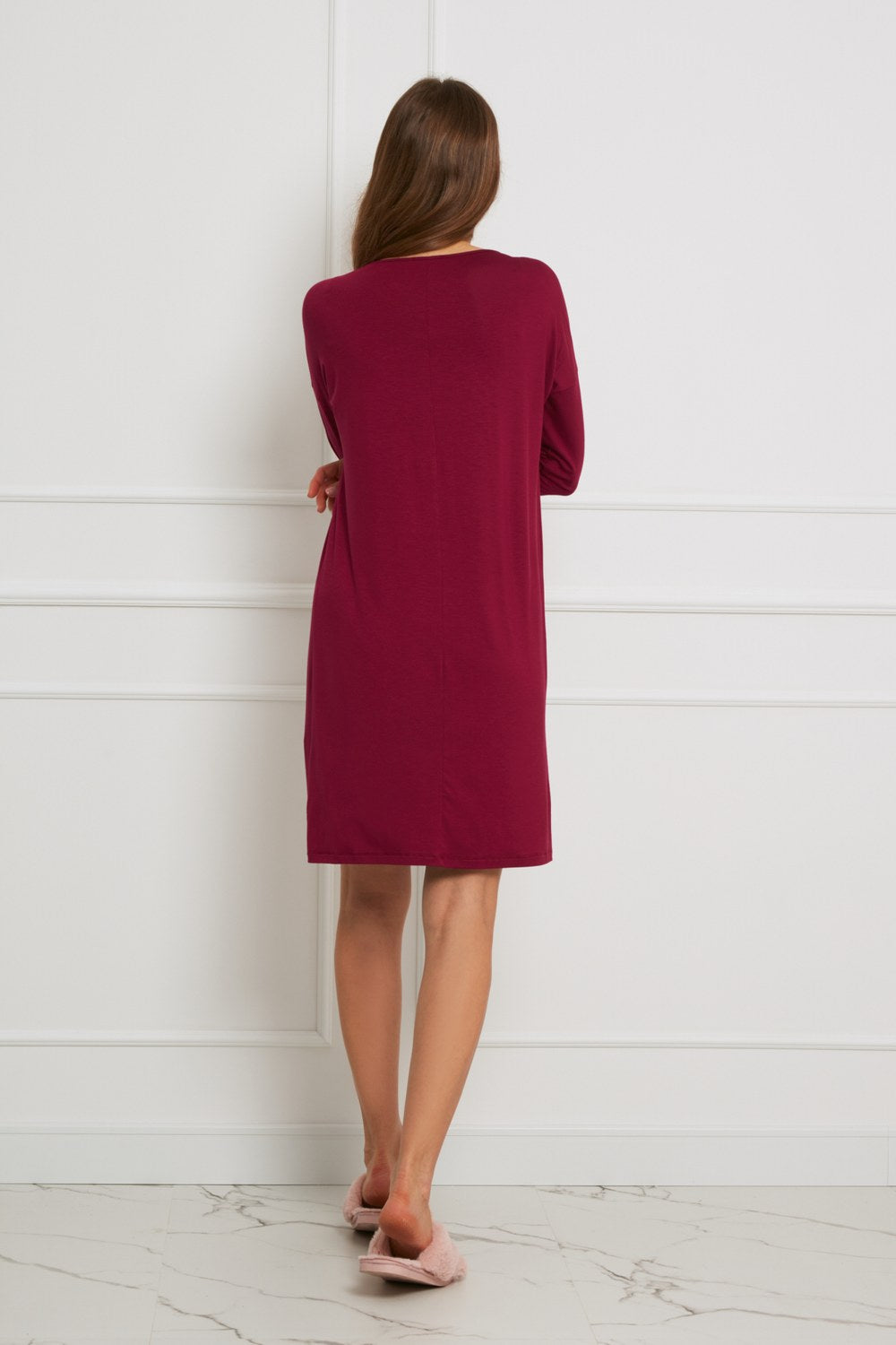Loungewear wiskozowa luźna sukienka - żurawina_3
